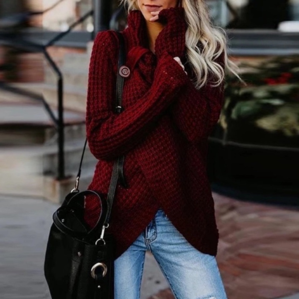 ❇️❣️✳️ Buckle asymmetrical sweater - Picture 2 of 5